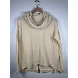 Elie Tahari 100% Cashmere Open Knit Cowl Neck Open Back Sweater - Cream, L